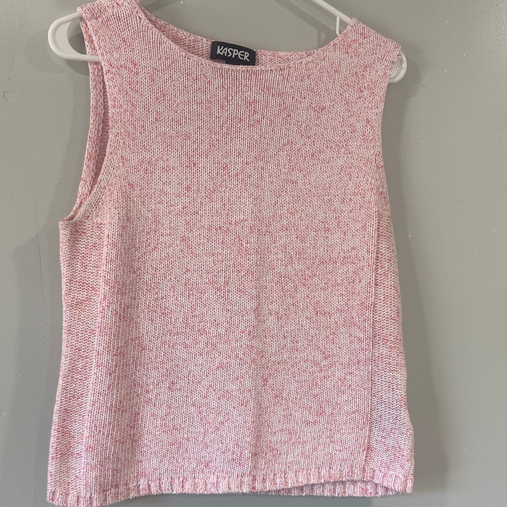 Kasper Pink Textured Sleeveless Top size Xl vintage 90 made Hong Kong